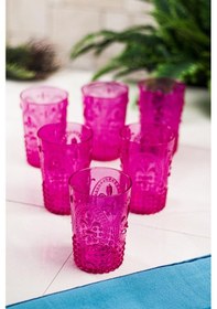 Resim Akrilik Pembe 6'lı Kısa Bardak & Su Meşrubat Kahve Yanı Bardağı 400 Ml Cam Değildir Çok Renkli 