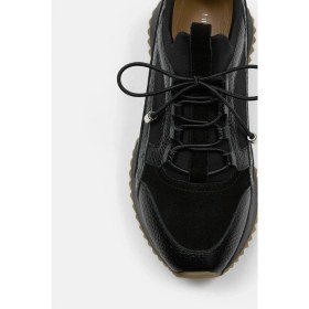 Resim Nilufarr Sidney Siyah Hakiki Deri Yılan Desenli Kadın Sneaker 