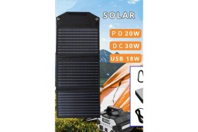 Resim Mey Ithalat® Sh-03 30W Hızlı Şarj Taşınabilir Güneş Enerji Paneli Şarj Istasyonu - Siyah 