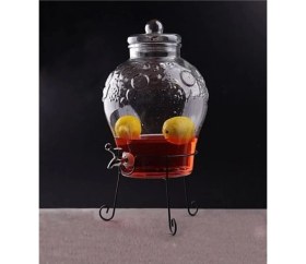 Resim 10 Litre Musluklu Cam Su Sebili Şerbetlik ve Damacana Metal Ayaklı 
