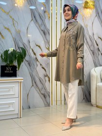 Resim AYŞE AKAY MODA NAKIŞ İŞLEMELİ TENSEL GÖMLEK 5106 - Pembe / 2. (42-44) 