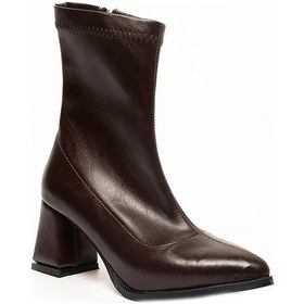 Resim Celira Rns Bordo Kısa Topuklu Streç Bot Bordo 