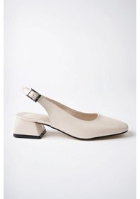 Resim Muggo Lois Garantili Arkası Açık Kare Burunlu Kadın Kısa Topuklu Ayakkabı 001 