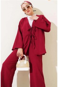 Resim VOLT CLOTHİNG Kadın Önü Bağlamalı Kimono İkili Takım 
