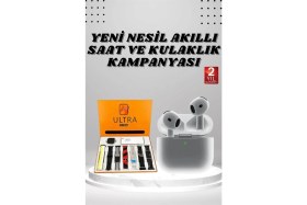 Resim Pileli Store 7 Kordonlu Akıllı Saat ve 3.nesil Kulaklık Dokunmatik Ekran Sesli Görüşme Yapabilen 
