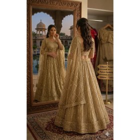 Resim Aashiv's Collection Gelinlik Hint Lehenga Choli Takımı Altın Işlemeli 