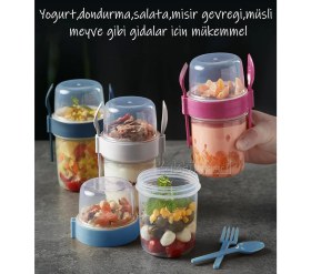 Resim Dev Boy 4 'lü Set Meyveli Yoğurt Kabı - Yemek Saklama ve Müsli Kabı 7169611 