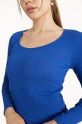 Resim CATSPY Kadın Bisiklet Yaka Uzun Kollu Kaşkorse Bluz Crop 