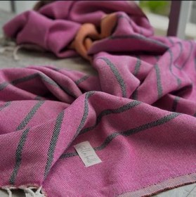 Resim Peştemal 90 X 180 Cm Jakarlı%100 Pamuk El Dokuması Püsküllü | Kutulu Rope | Pembe - Turuncu - Siyah 