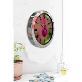 Resim Bahat Krom Çerçeveli Salon Ofis Duvar Saati 36 cm 