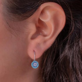 Resim Takıhan Nazar Boncuğu Tasarımlı Çengelli 925 Ayar Gümüş Küpe 