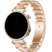 Resim Huawei Watch GT 5/4/Pro için 18 mm Lüks Gül Altın Paslanmaz Çelik ve Reçine Bant - Zarif Mermer Tasarım, Kadınlar için Dayanıklı Akıllı Saat Kayışı (Saat Dahil Değildir), Lüks Saat Kayışı | Şık Metalik Bitiş | Paslanmaz Çelik Bant 