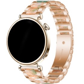 Resim Huawei Watch GT 5/4/Pro için 18 mm Lüks Gül Altın Paslanmaz Çelik ve Reçine Bant - Zarif Mermer Tasarım, Kadınlar için Dayanıklı Akıllı Saat Kayışı (Saat Dahil Değildir), Lüks Saat Kayışı | Şık Metalik Bitiş | Paslanmaz Çelik Bant 