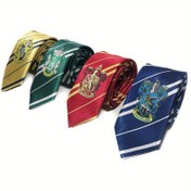 Resim 1 Adet Warner Harry Potter Kravat, Şık Üniseks Dört Ev Stili LOGO Rozeti Cosplay Noel Tatili JK Slytherin Gryffindor Kravatı 