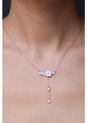 Resim Papatya Silver 925 Ayar Gümüş Rose Kaplama Kardelen Çiçeği Kolye 