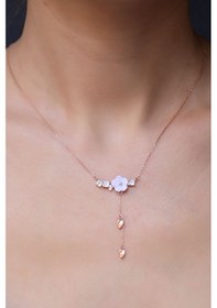 Resim Papatya Silver 925 Ayar Gümüş Rose Kaplama Kardelen Çiçeği Kolye 