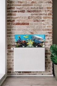 Resim Decorita Petek Üstü Cam | Yunuslu Akvaryum | 50cm X 120cm 