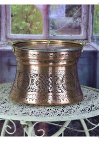 Resim Işlemeli Eskitme Yoğurt Bakır Bakraç 5 L Bakır 