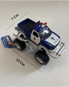 Resim Metal Çek Bırak Sesli Canavar Polis Arabası 13x7x9 Cm Mavi 