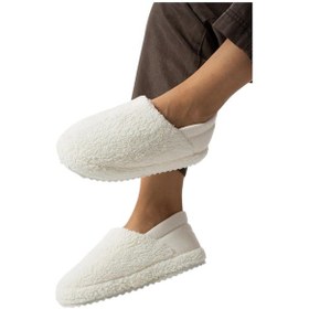 Resim Kadın Lastikli Kaymaz Taban Peluş Havlu Kumaş Ev Ayakkabısı Panduf Beyaz-beyaz Beyaz 