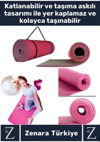 Resim Premium Kompakt Taşıma Askılı Çift Taraflı Su Geçirmez Kamp Uyku Minder Yoga Pilates Matı 16 Mm 2'li Çok Renkli 