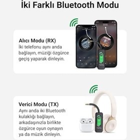 Resim Aux Bluetooth 5.4 Transmitter & Receiver Kablosuz Ses Adaptörü 