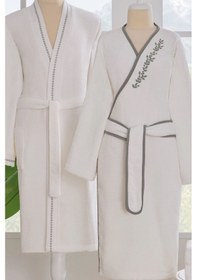 Resim Özdilek Jardin Aile Bornoz Seti - Krem - Yeşil Yeşil 