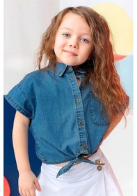 Resim Kız Çocuk Denim Kısa Gömlek - İndigo İndigo 