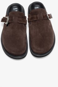 Resim Luvishoes Luvi Shoes Vesta Kahverengi Süet Tokalı Hakiki Deri Kadın Burnu Kapalı Terlik Kahverengi 