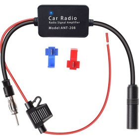Resim 12V Evrensel Araba Otomobil FM/AM Radyo Sinyal Amplifikatörü Anti-parazit Araba Anteni FM Güçlendirici Amplifikatör Ön Cam Üzerine Monte Edilmiş Otomobil Parçaları, Pilsiz 