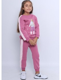 Resim Kız Çocuk 3 İplik Eşofman Takımı Barbie Baskılı C22 LİLA 