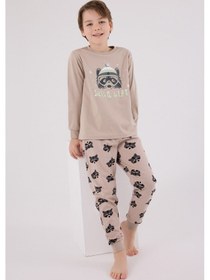 Resim Rolypoly Erkek Çocuk Kahverengi Pijama Takımı Rp3669-c-v2 