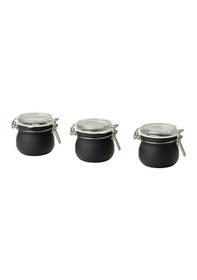 Resim Ikea Korken Kapaklı Cam Kavanoz Cam-siyah 13 Cl 3 Adet 50579890 Siyah 