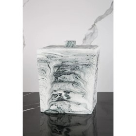 Resim Özbience Mermer Desenli Beton Kare Çöp Kovası 18 cm 4 Litre, Banyo, Mutfak, Tuvalet 