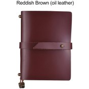 Resim Gajeena Retro Deri Pasaport Boyutunda Seyahat Defteri - Yeniden Doldurulabilir, 96 Yaprak, Kırmızı Kahverengi Yağlı Deri EP72 
