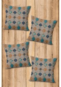 Resim Dijital Baskılı Yumuşak Dokulu 4 Lü Kırlent Kılıfı Takımı 43x43 Cm Krl0040 Renkli 