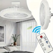 Resim Yeni 2'si 1 Arada Tavan Fanı Işığı, Uzaktan Kumanda, Ayarlanabilir Parlaklık ve Hız, E27 Vida Kurulumu, Üç Hız Ayarı, Plastik Bir Lamba Kılıfı ile Kablolu, Yatak Odaları, Ofisler, Garajlar, Mutfaklar, Alışveriş Merkezleri ve Bayramlar için Modern Fan Aydınlatması için Uygun. 