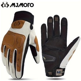 Resim Oldfriend Mj-g04 Kahverengi Xxl Mjmoto Retro Motosiklet Eldiveni Yaz Nefes Alabilir Touch Screen 