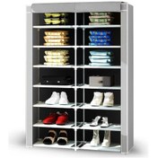 Resim Teknor 2 Bölmeli Plastik Profil Ayakkabılık Bez Dolap Gri 