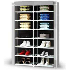 Resim Teknor 2 Bölmeli Plastik Profil Ayakkabılık Bez Dolap Gri 