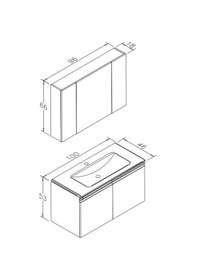 Resim Orka Terme 100 Cm Mdf Kaşmir Banyo Dolabı Takımı Çok Renkli 