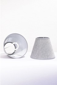 Resim 2 Adet Mini Boy Yatak Başı Abajur Başlığı Açık Gri 10cmx19cmx16cm 