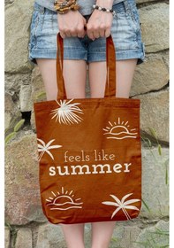 Resim Ays Home Yaz Hissi Desenli Plaj Bez Kitap Alışveriş Çantası Çok Renkli 