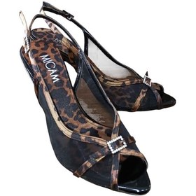 Resim Mıcam 5750 Kadın Taşlı Tül Detaylı Önü Ve Arkası Açık Abiye Ayakkabı Leopar Siyah 