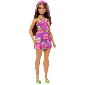 Resim Barbie Çiçekli Elbiseli Fashionistas Bebeği JJN57 