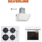 Resim Silverline Beyaz Cam Ankastre Set (3373 Misto 60+cs5429w01+bo6501w01) 