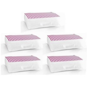 Resim 5'li Set Düzenleyici Yorgan Hurcu Pembe Çizgili 53x44x20 Pembe 