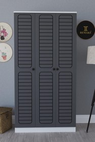 Resim Remaks Fuga 3 Kapaklı Elbise Dolabı - Beyaz Gövde Antrasit Kapak 