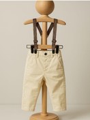 Resim Erkek Bebek Askılı Pantolon-15710 Krem 