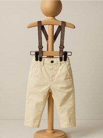 Resim Erkek Bebek Askılı Pantolon-15710 Krem 